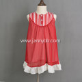 Hot sale red chiffon cotton linen stripe dress